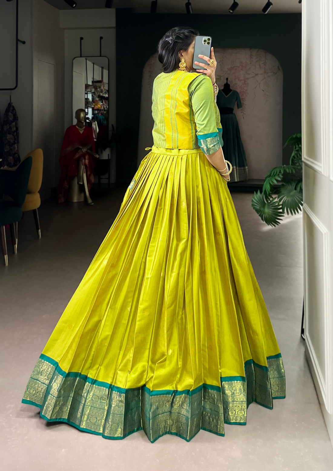 BANZARAN Zari Weaving Poly-Cotton Lehenga Set with Blouse & Koti – 5 Meter Flair