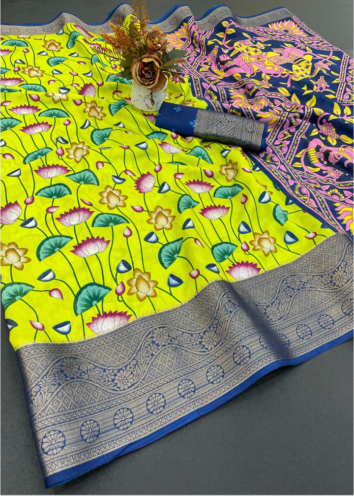 Designer Freehand Dola Silk Saree