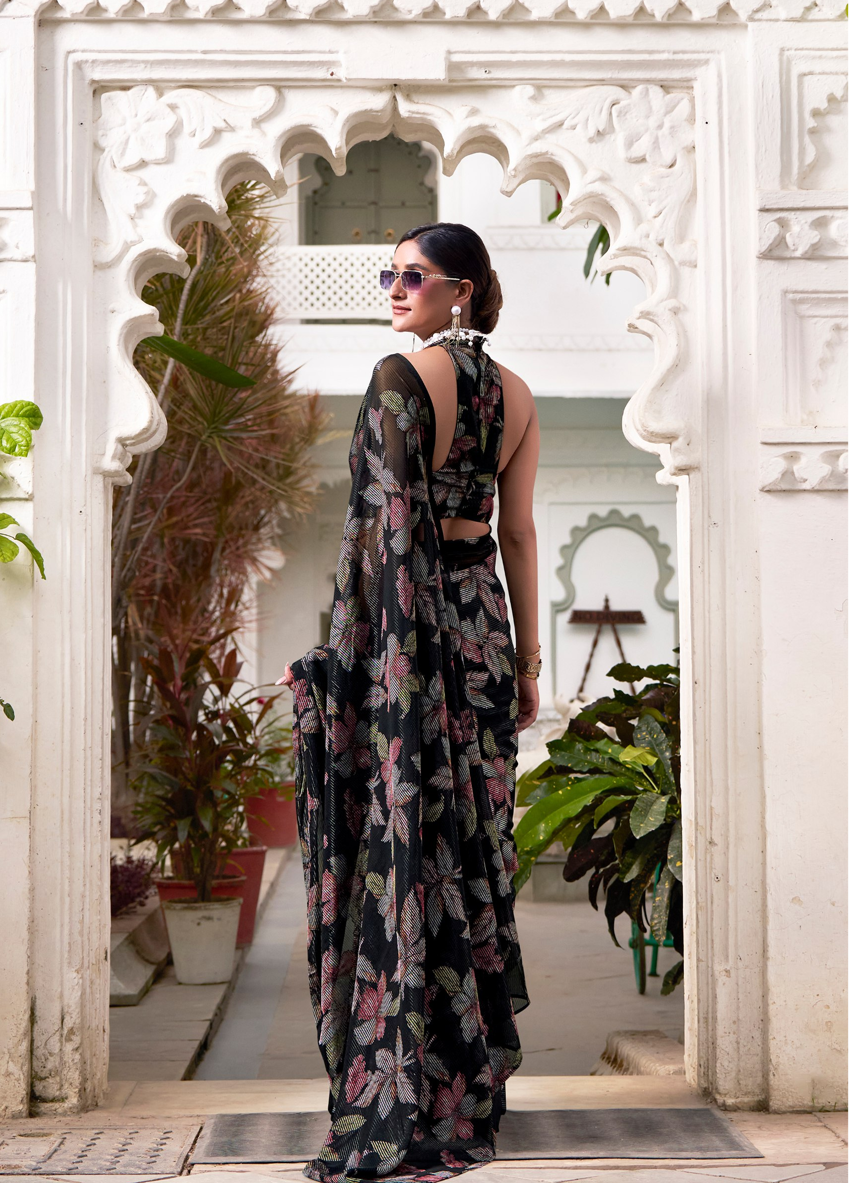 Floral Lurex Brasso Lightweight Designer Saree with Viscose Brasso Work