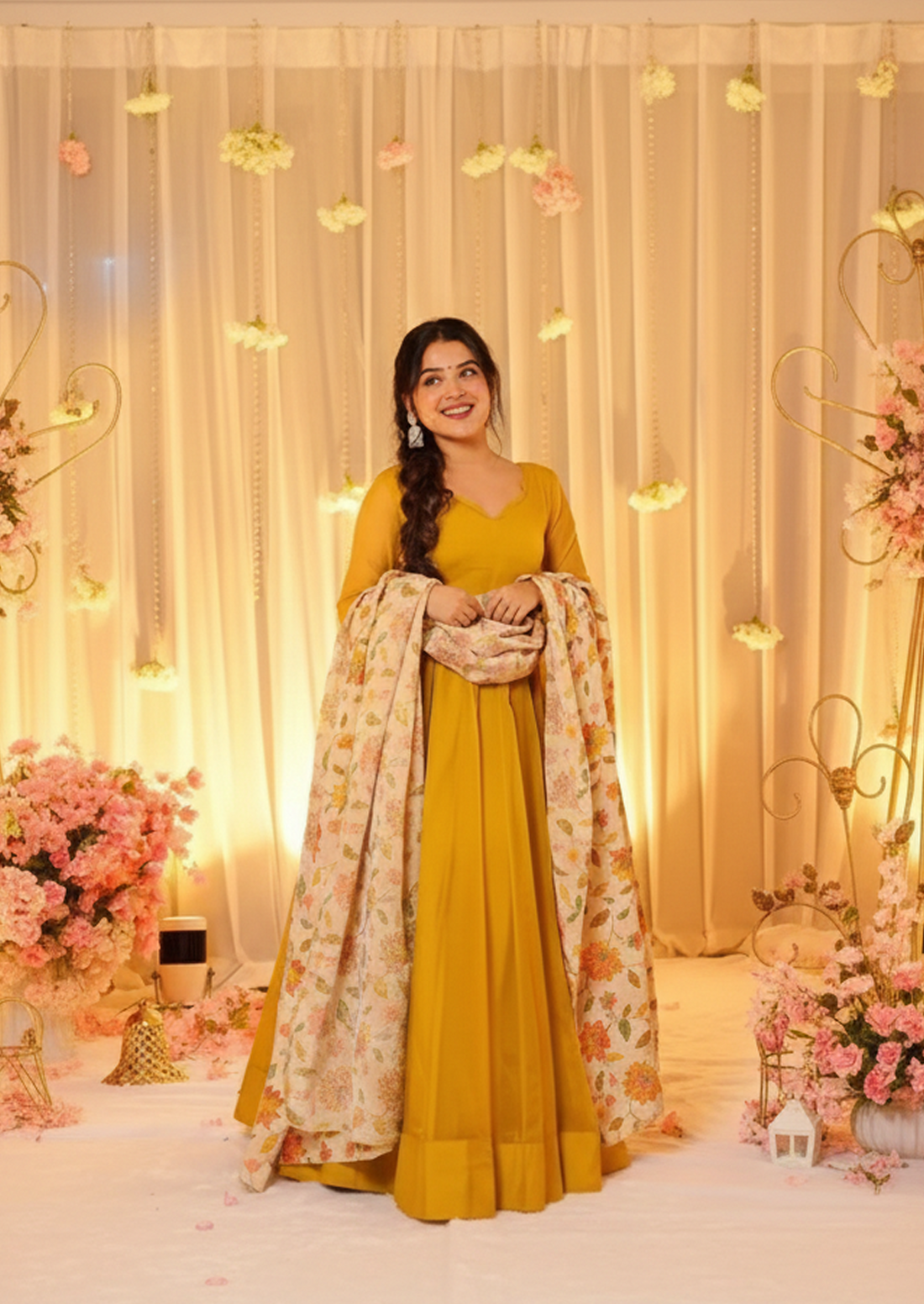 Banzaran Flared Georgette Gown With Digital Print Dupatta