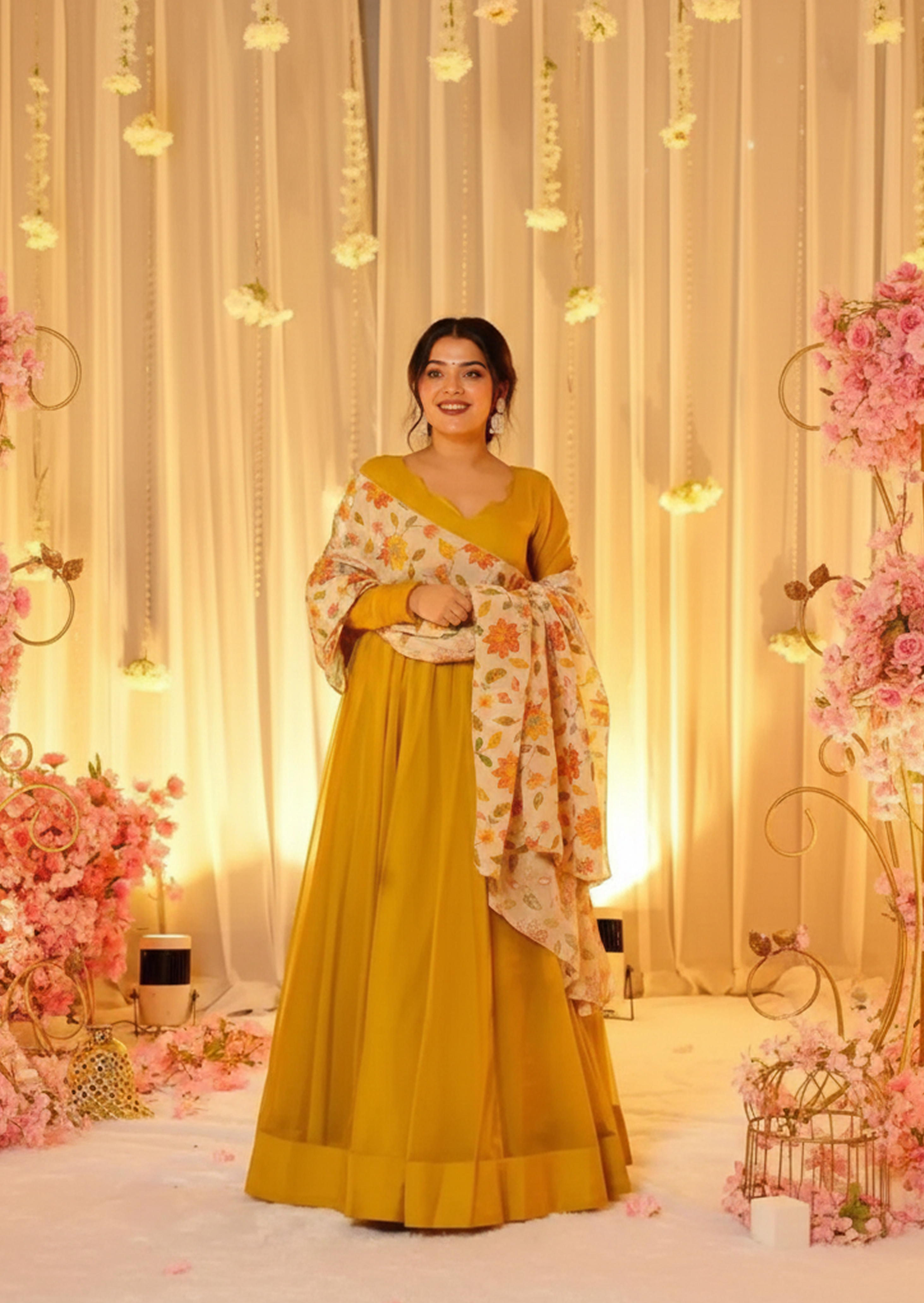 Banzaran Flared Georgette Gown With Digital Print Dupatta