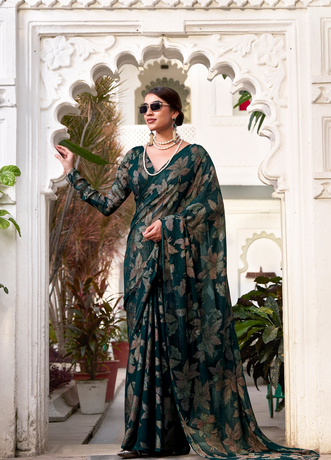 Floral Lurex Brasso Lightweight Designer Saree with Viscose Brasso Work