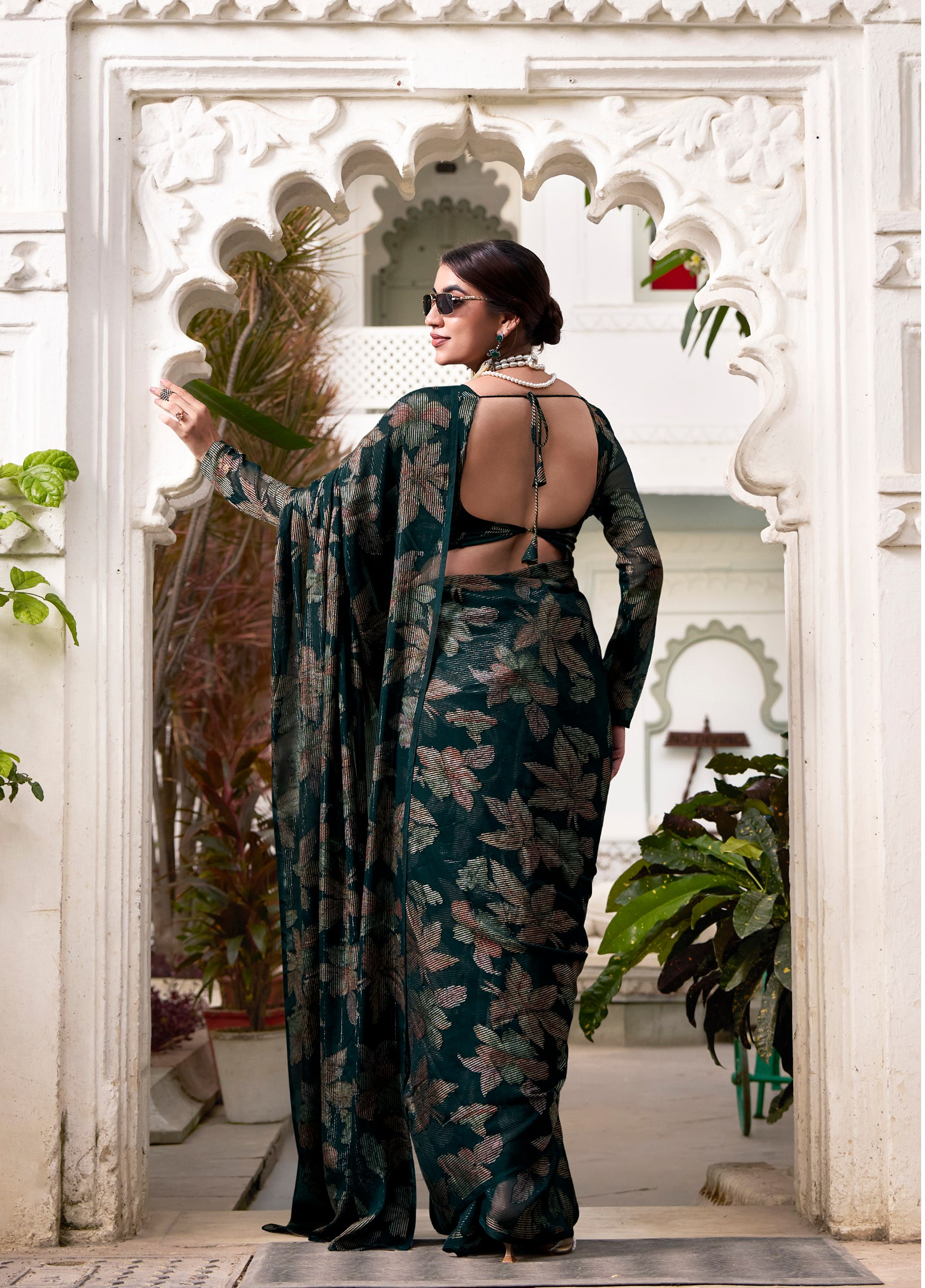 Floral Lurex Brasso Lightweight Designer Saree with Viscose Brasso Work