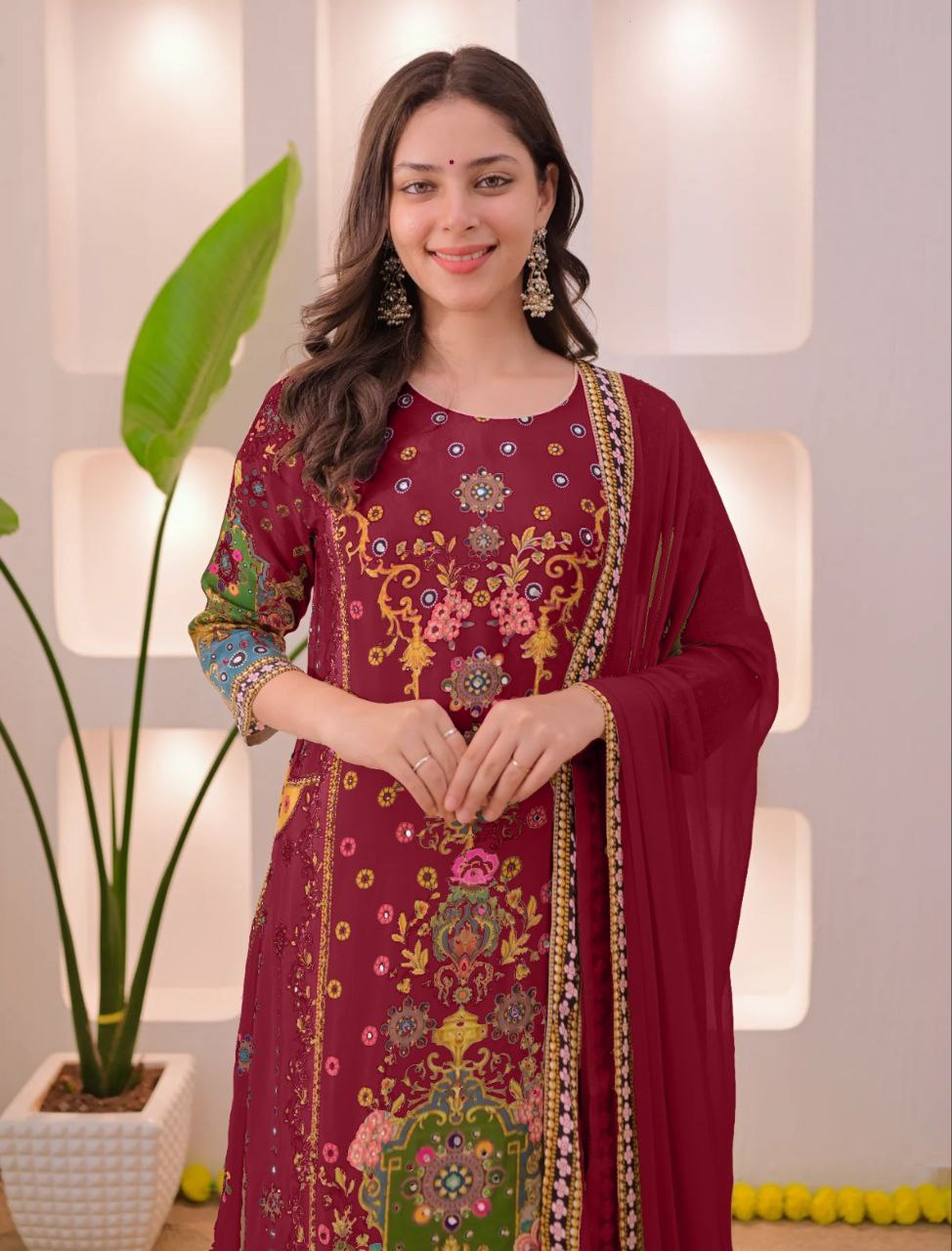Showroom Quality Banzaran Noori Anarkali Round Plaza Set – Premium Ethnic Wear
