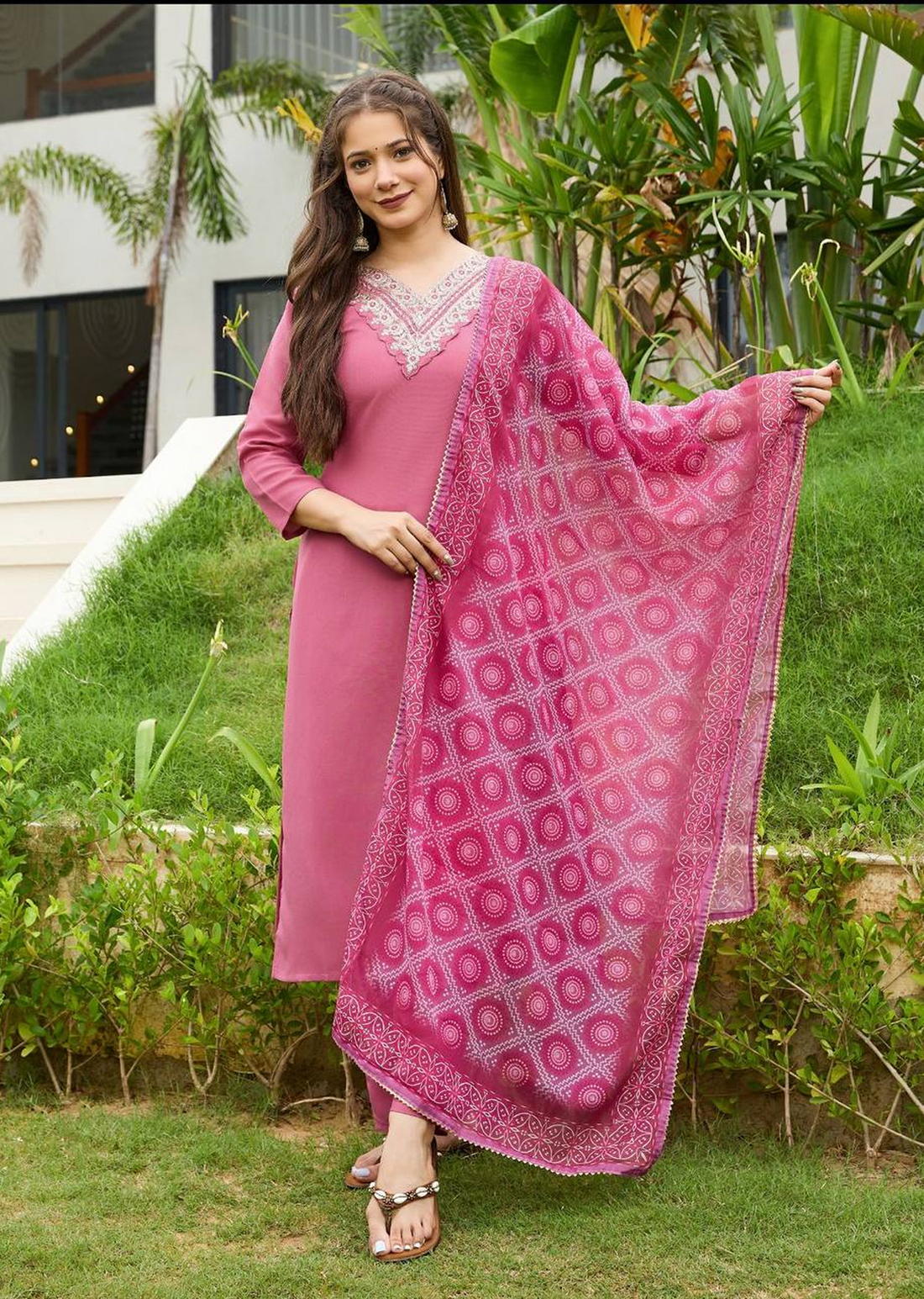 Medha – Women's Rayon Embroidered Straight Kurta Set With Pant & Dupatta