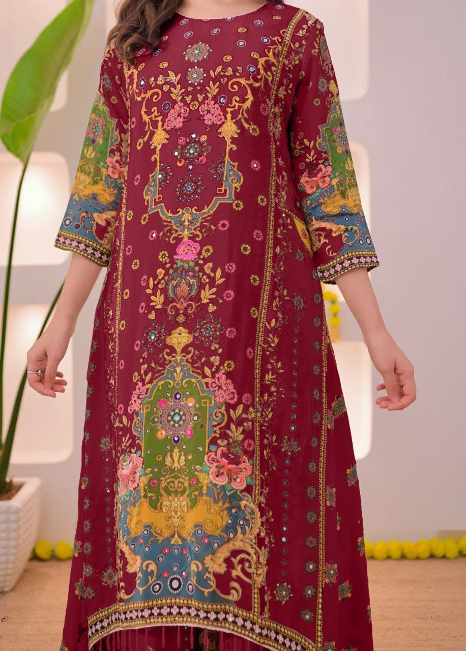 Showroom Quality Banzaran Noori Anarkali Round Plaza Set – Premium Ethnic Wear