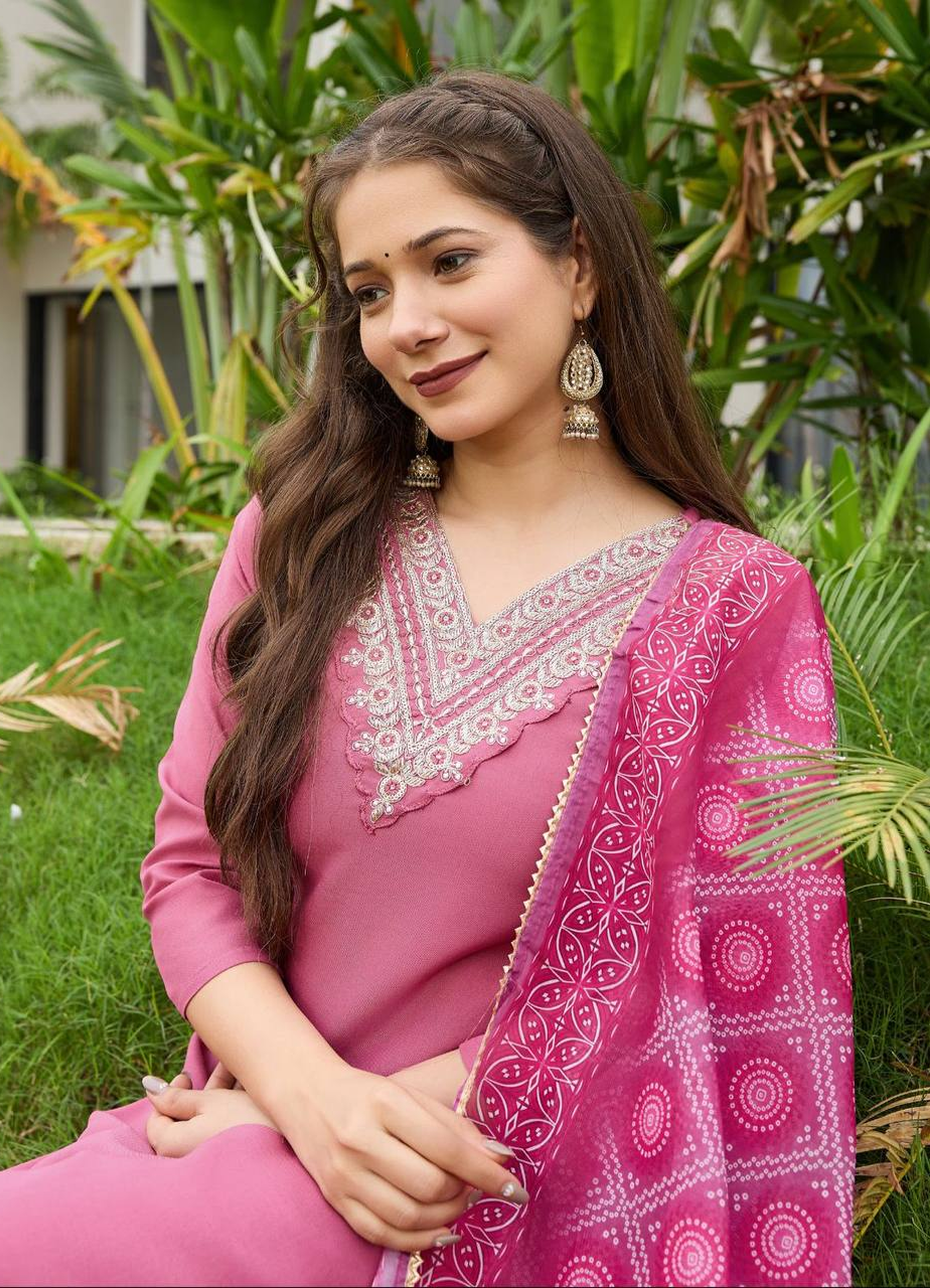 Medha – Women's Rayon Embroidered Straight Kurta Set With Pant & Dupatta