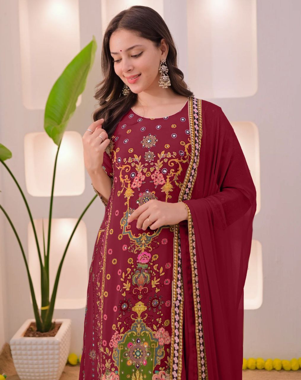 Showroom Quality Banzaran Noori Anarkali Round Plaza Set – Premium Ethnic Wear