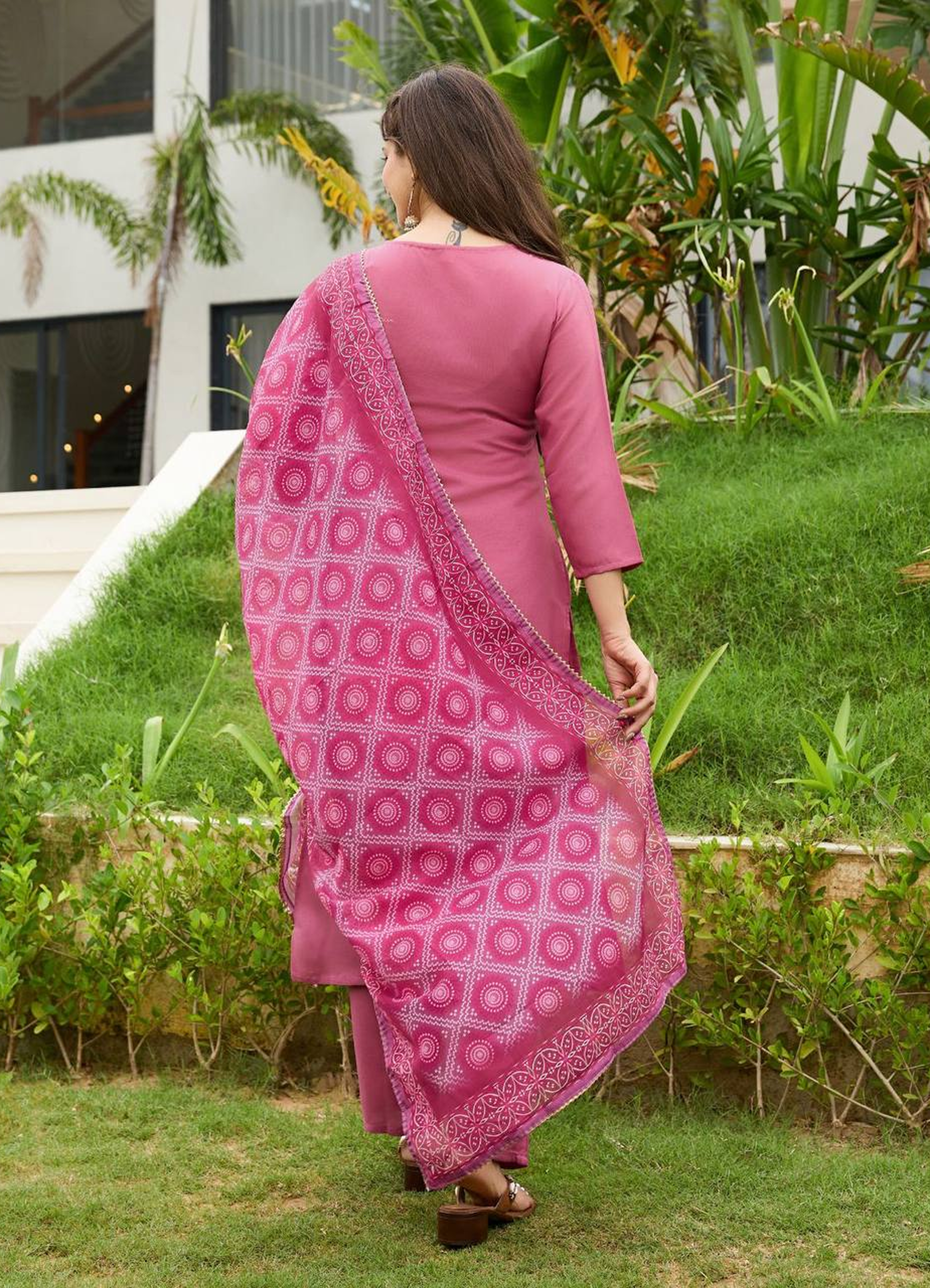 Medha – Women's Rayon Embroidered Straight Kurta Set With Pant & Dupatta