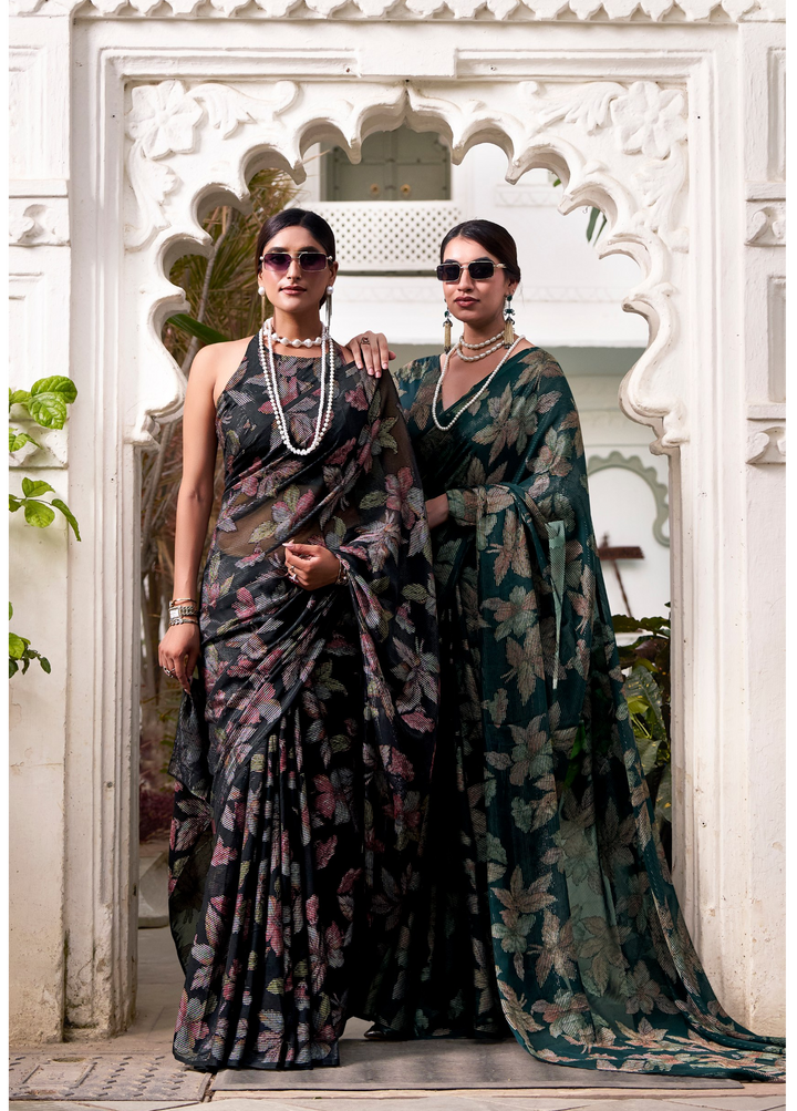 Floral Lurex Brasso Lightweight Designer Saree with Viscose Brasso Work