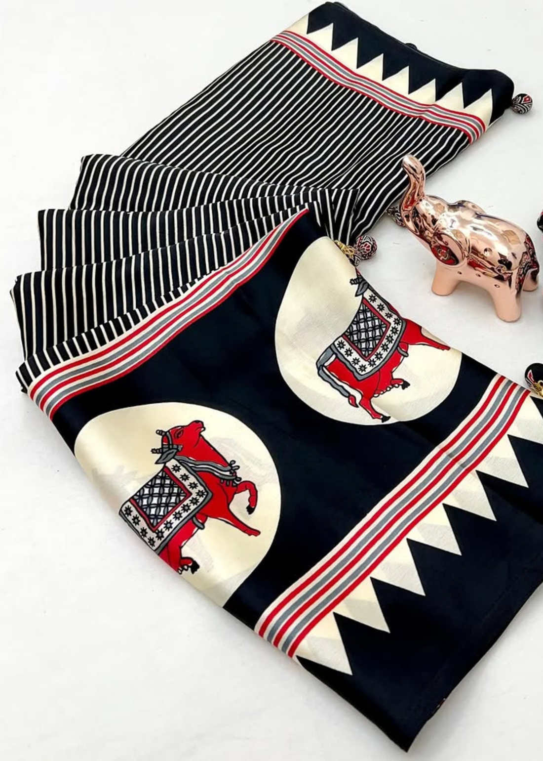 Japan Satin Designer Printed Saree With Designer Pallu