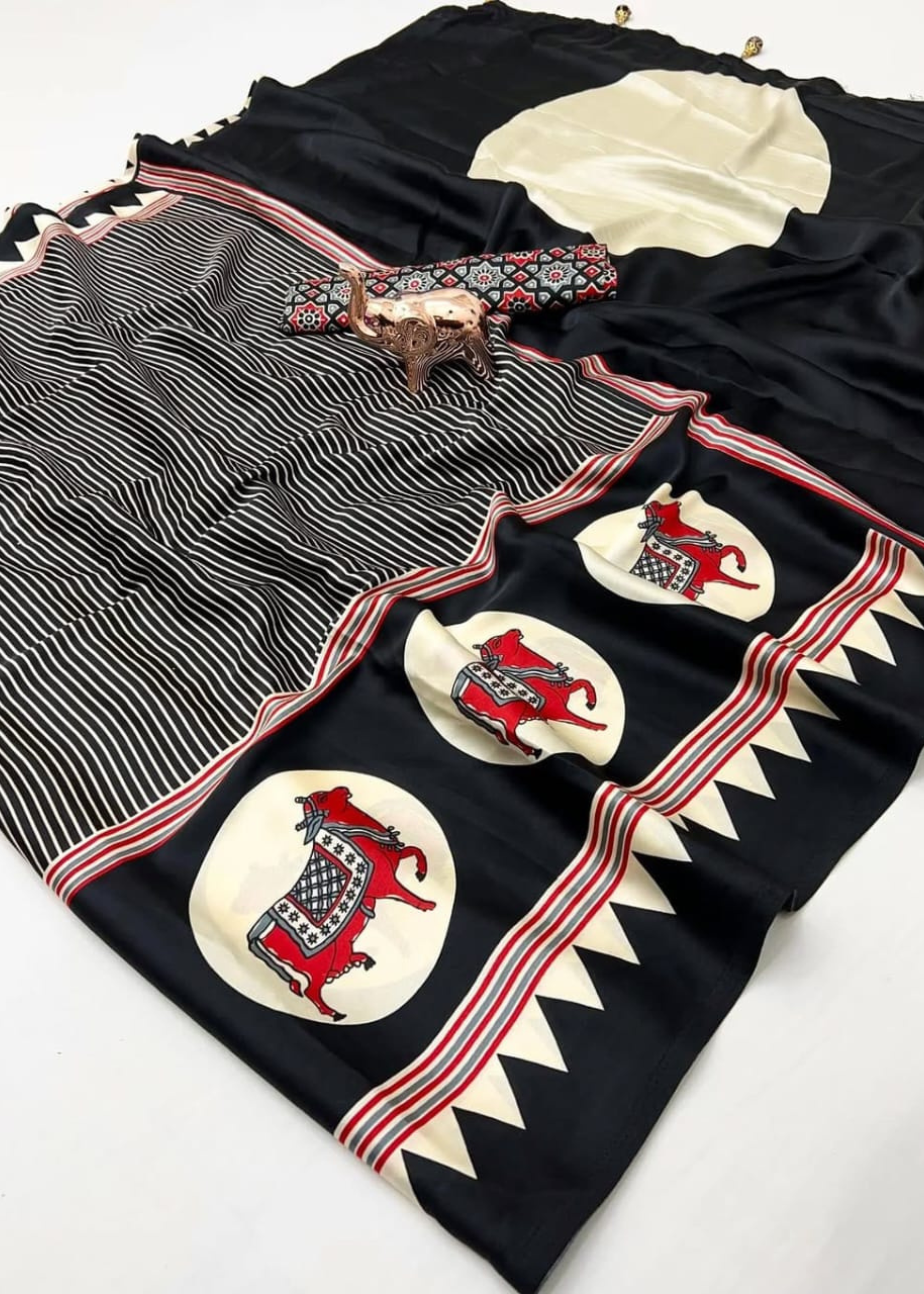 Japan Satin Designer Printed Saree With Designer Pallu