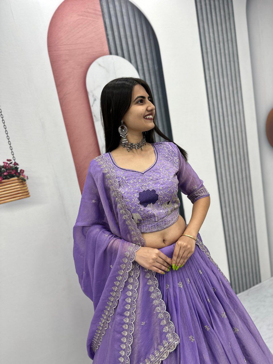 Premium Moss Simar Purple Banzaran Lehenga Choli With Heavy Embroidery