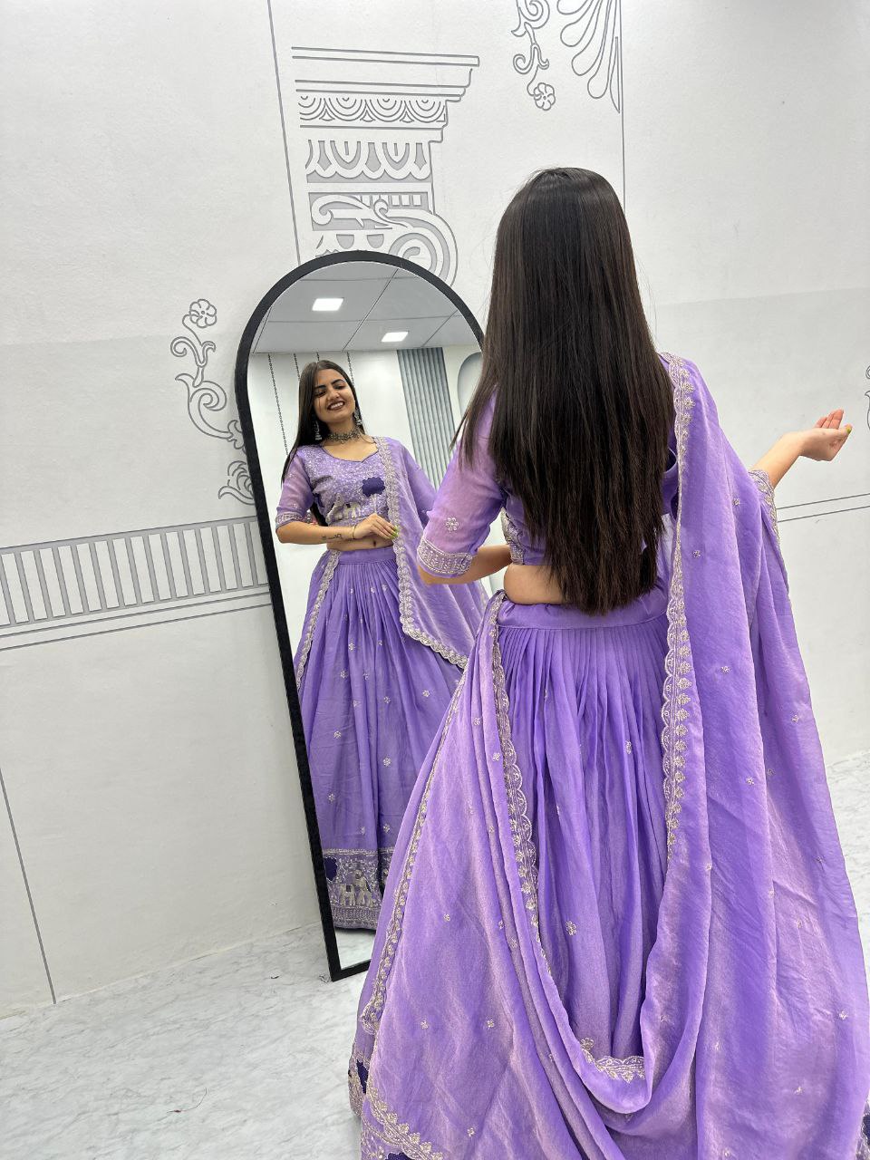 Premium Moss Simar Purple Banzaran Lehenga Choli With Heavy Embroidery