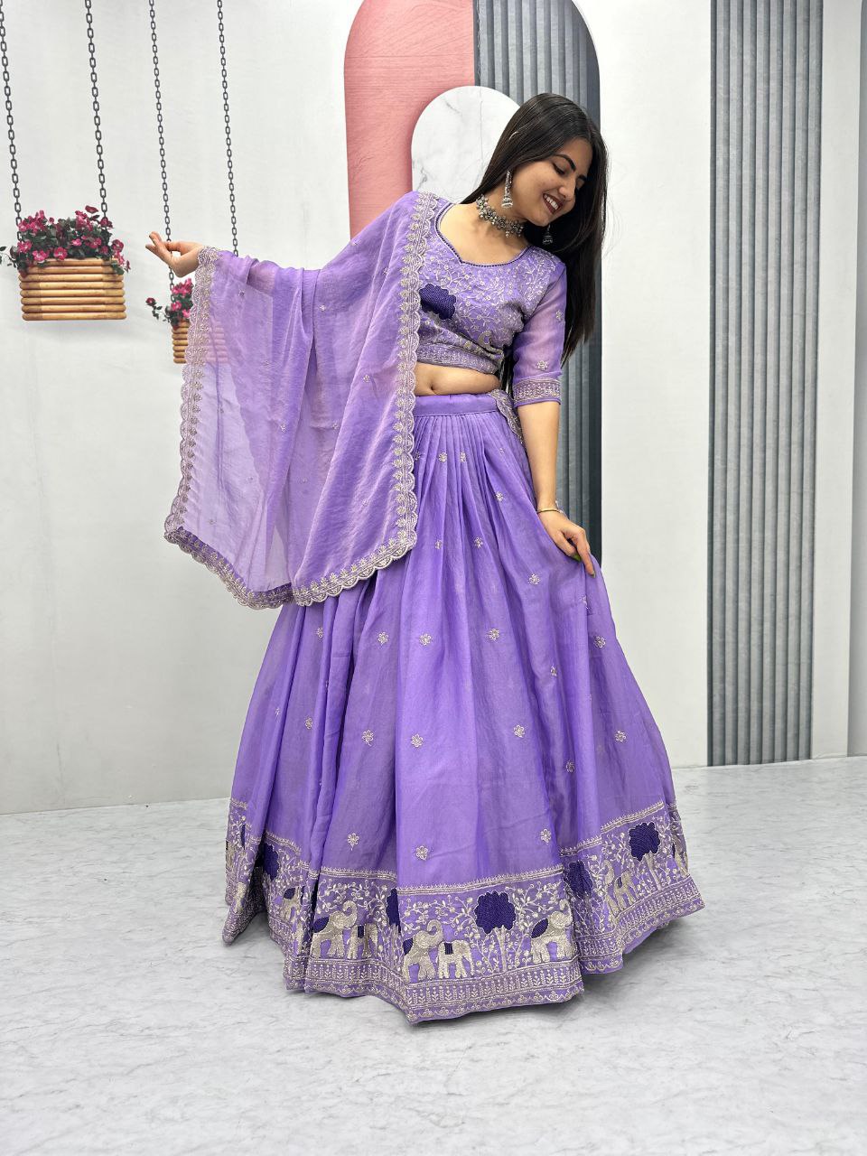 Premium Moss Simar Purple Banzaran Lehenga Choli With Heavy Embroidery