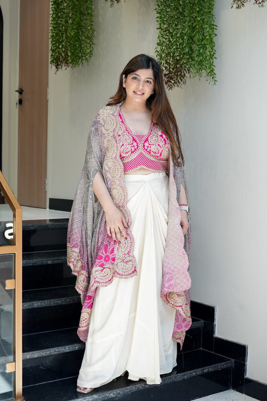 💝 New Designer Banzaran Indo-Western Dhoti Drape Set with Heavy Embroidery & Bandhani Shrug