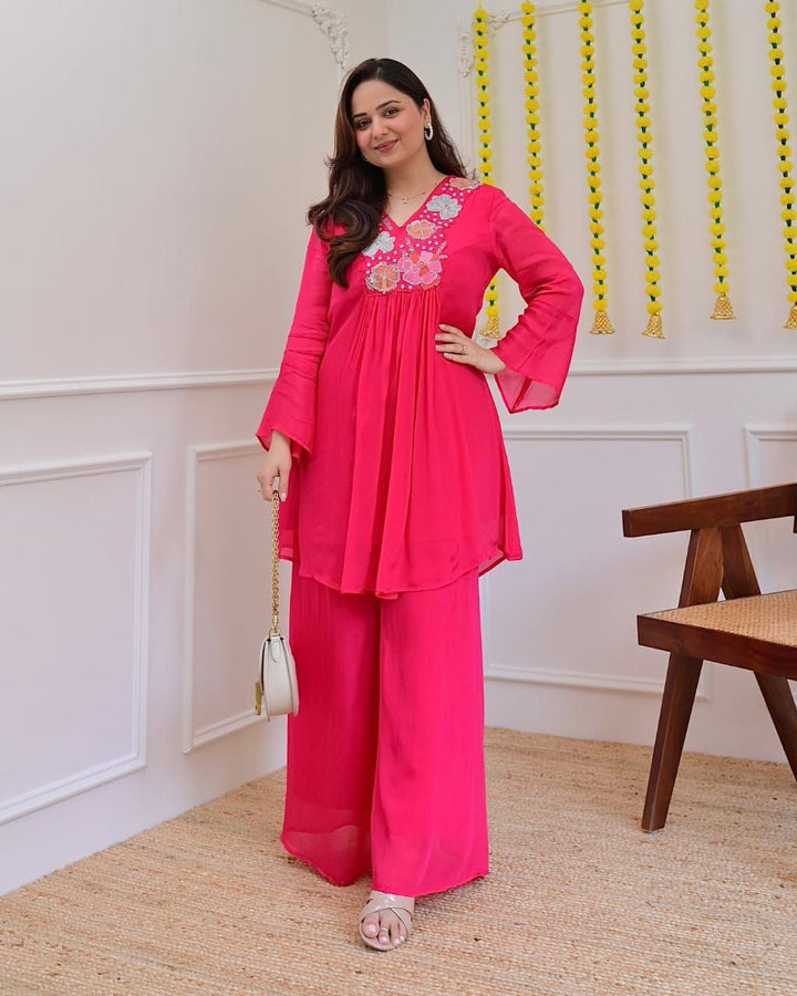 Designer Banzaran Festive & Party Wear Georgette Embroidered Co-Ord Set for Women