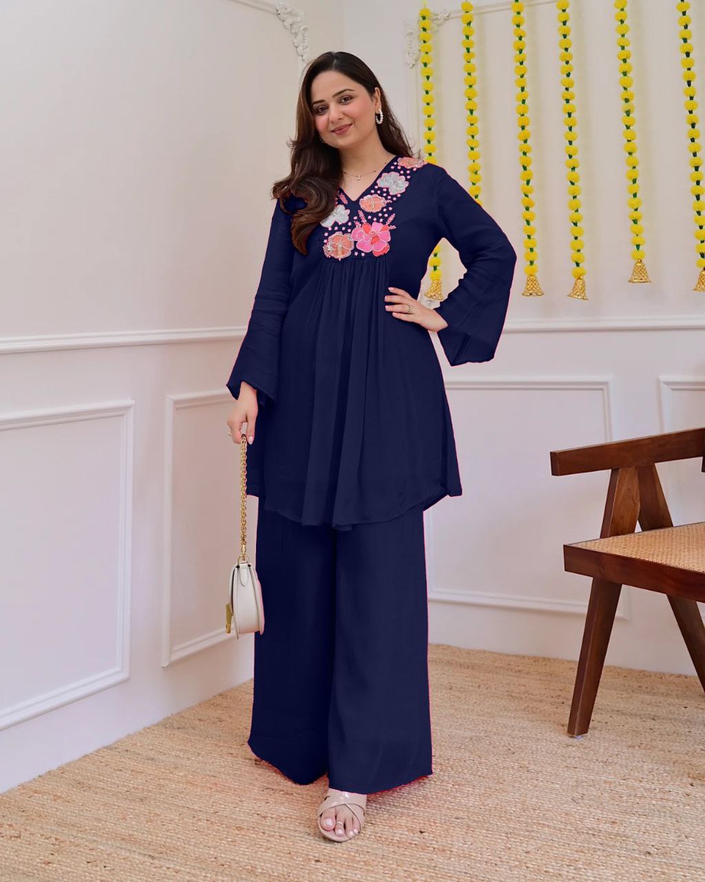 Premium Banzaran Festive & Party Wear Georgette Embroidered Co-Ord Set for Women