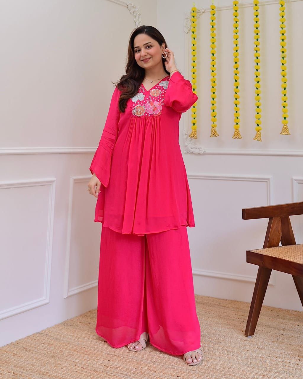 Designer Banzaran Festive & Party Wear Georgette Embroidered Co-Ord Set for Women