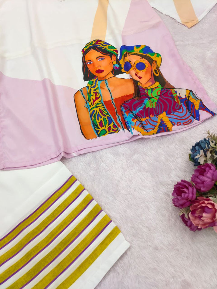 ✨ Pure Malai Satin Silk Banzaran Co-Ord Set | Stylish Digital Print • Premium Comfort ✨