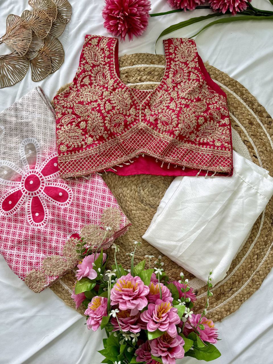 💝 New Designer Banzaran Indo-Western Dhoti Drape Set with Heavy Embroidery & Bandhani Shrug