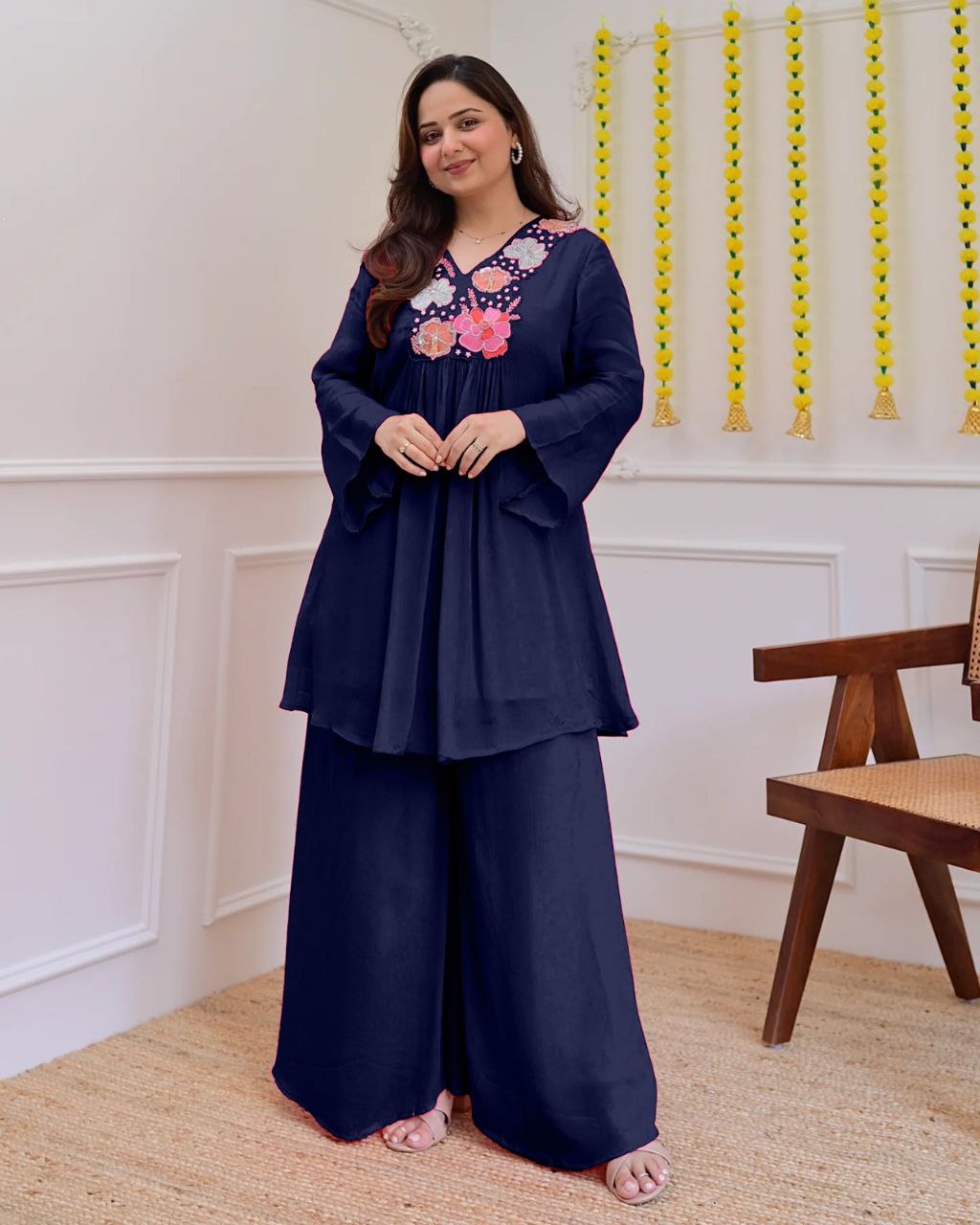 Premium Banzaran Festive & Party Wear Georgette Embroidered Co-Ord Set for Women