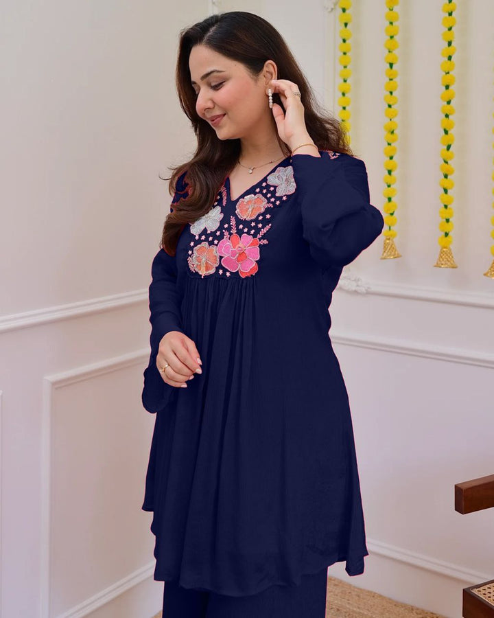 Premium Banzaran Festive & Party Wear Georgette Embroidered Co-Ord Set for Women