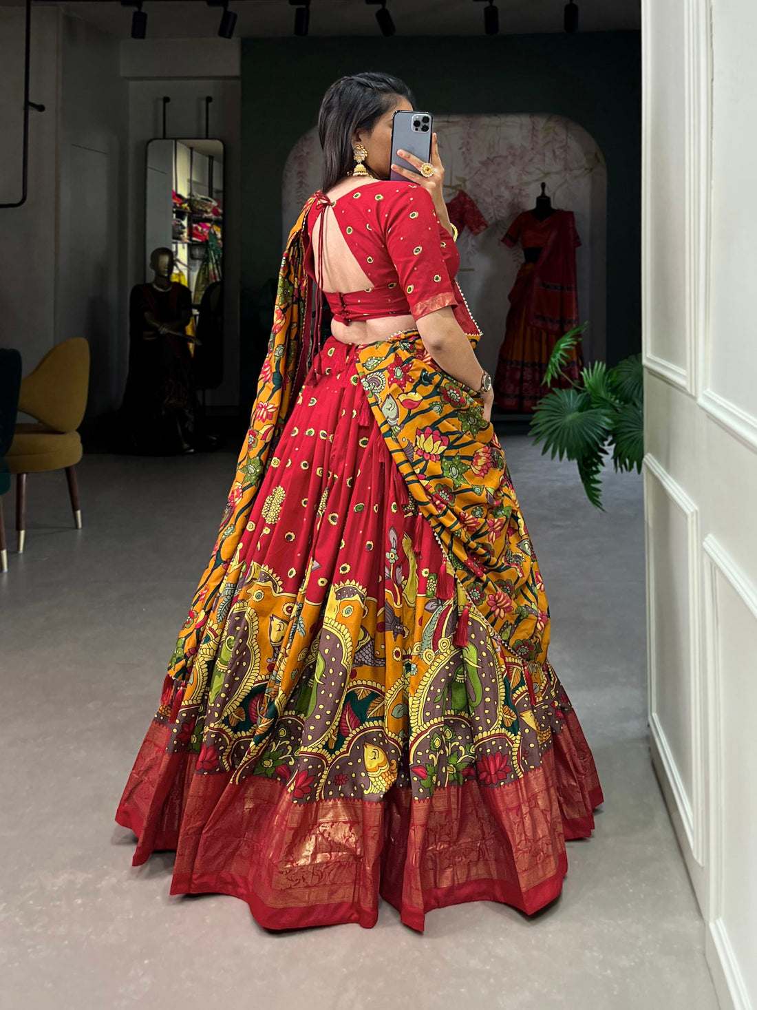 Luxury Floral Printed Tussar Silk Lehenga Choli with Designer Dupatta