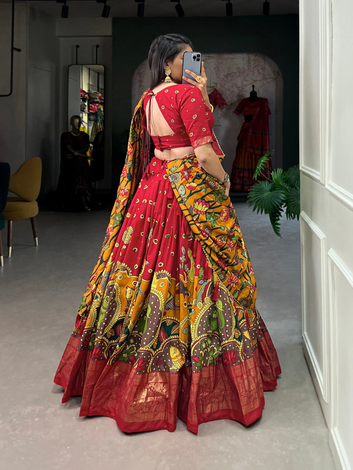 Luxury Floral Printed Tussar Silk Lehenga Choli with Designer Dupatta
