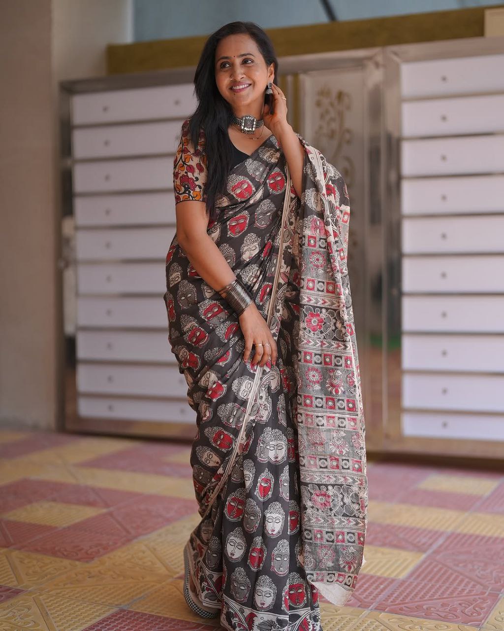 Pure Linen Cotton Banzaran Saree – Ultra HD Digital Print, Handmade Zalar, Soft Linen Blouse