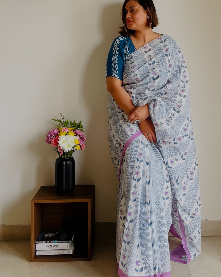 Beautiful Ultra HD Ink high quality Digital printing with wax finishing in Banzaran saree