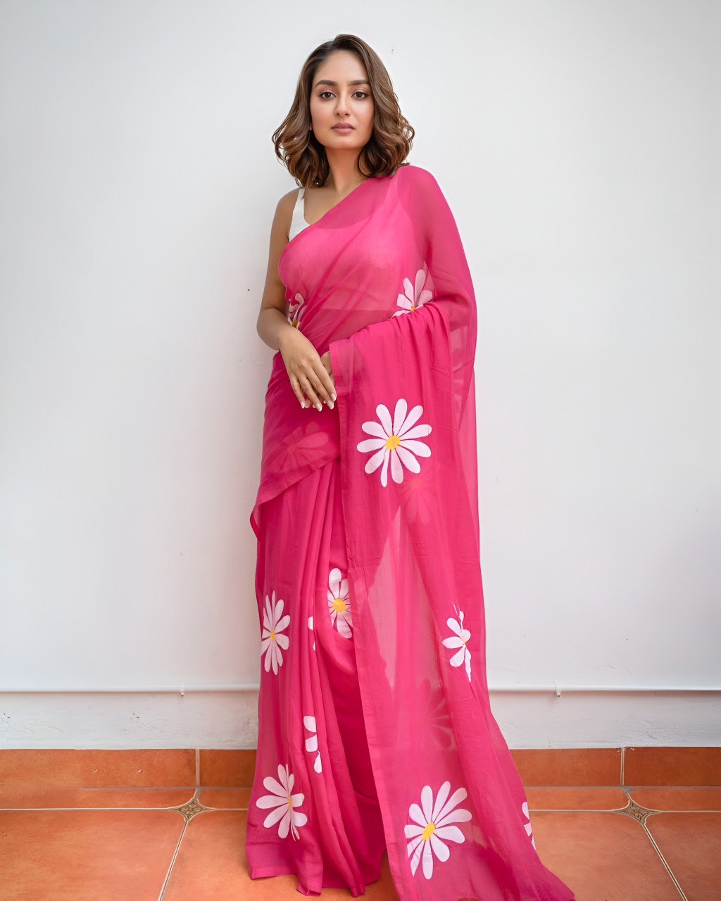 Soft Linen Cotton Saree with Premium Wax-Finish Digital Print & Zalar Edging