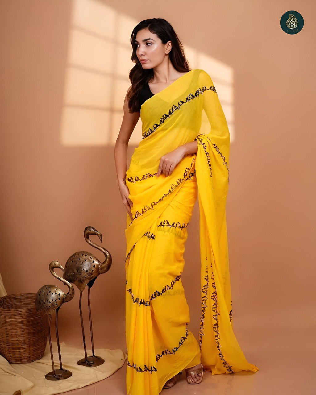 Banzaran New Launch: Pure Linen Cotton Saree with Wax Finish Digital Prints