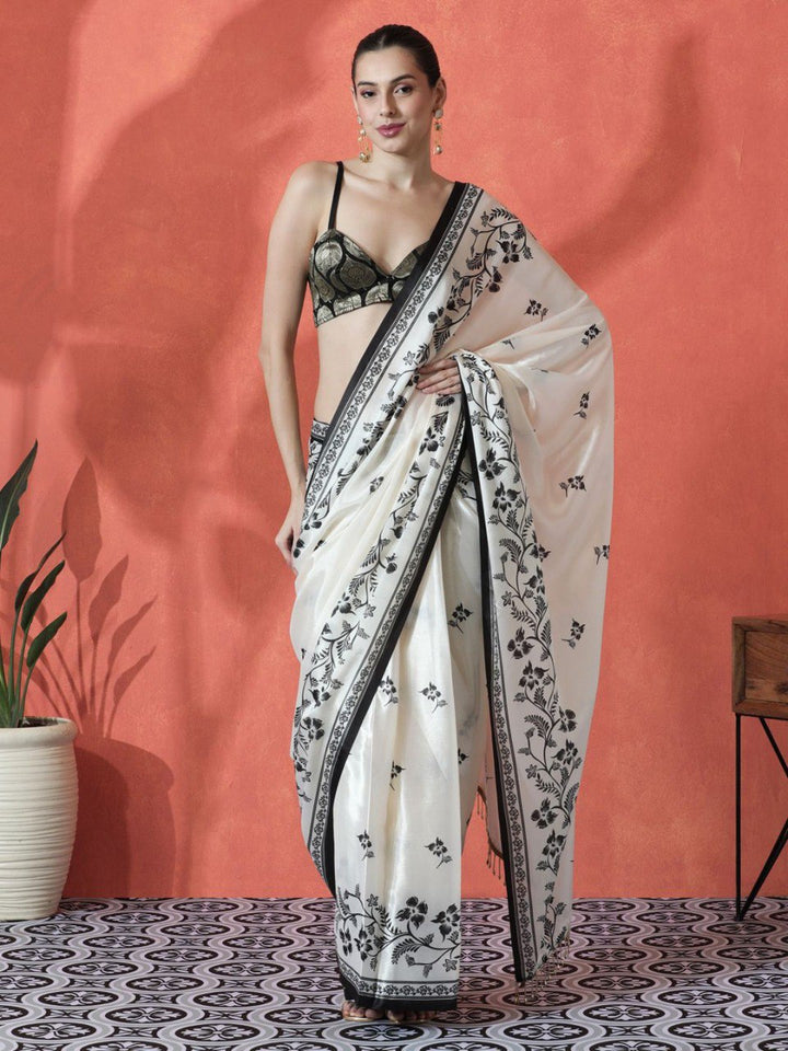 Pure Banzaran  Gajri Silk Linen Cotton Digital Print Saree