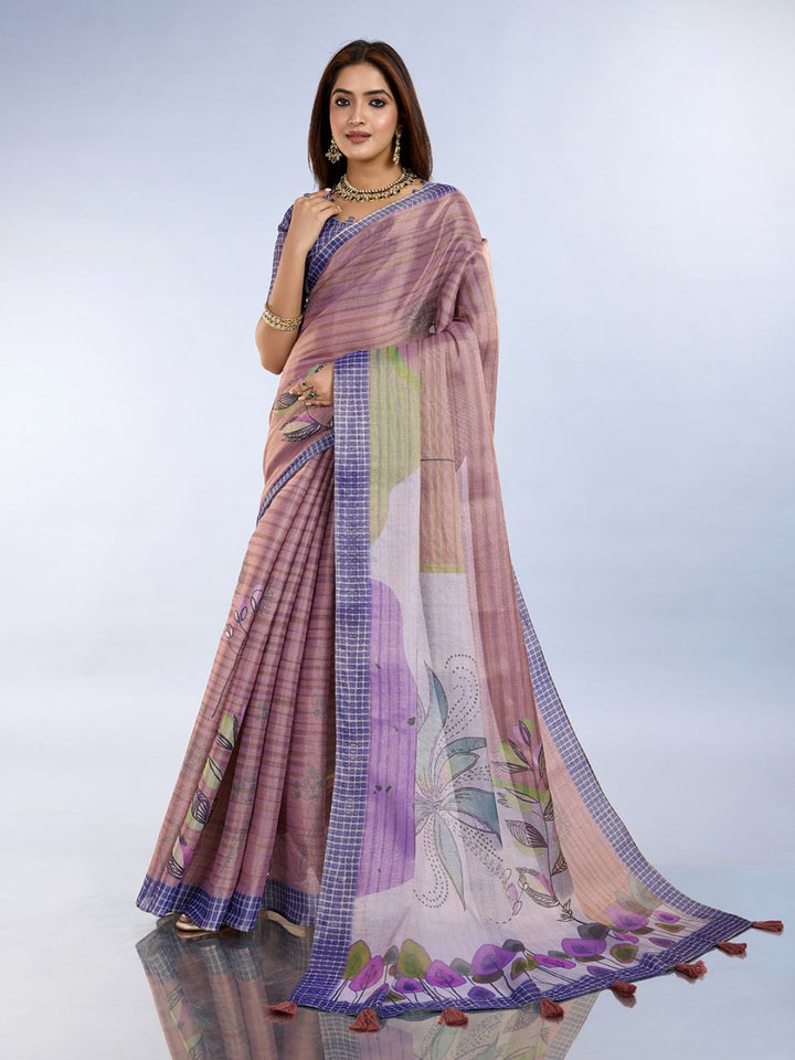 Lavender Floral Printed Saree
