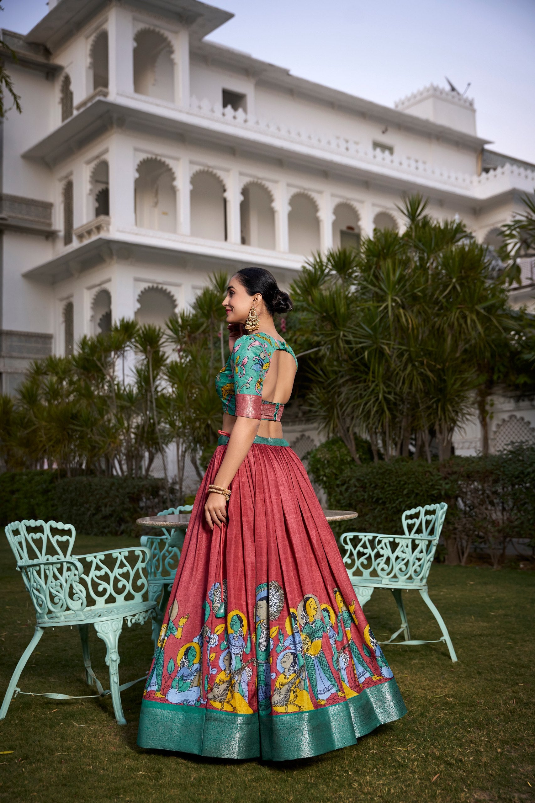 Designer Tussar Silk Lehenga Set with Jacquard Border & Gotta Patti Dupatta
