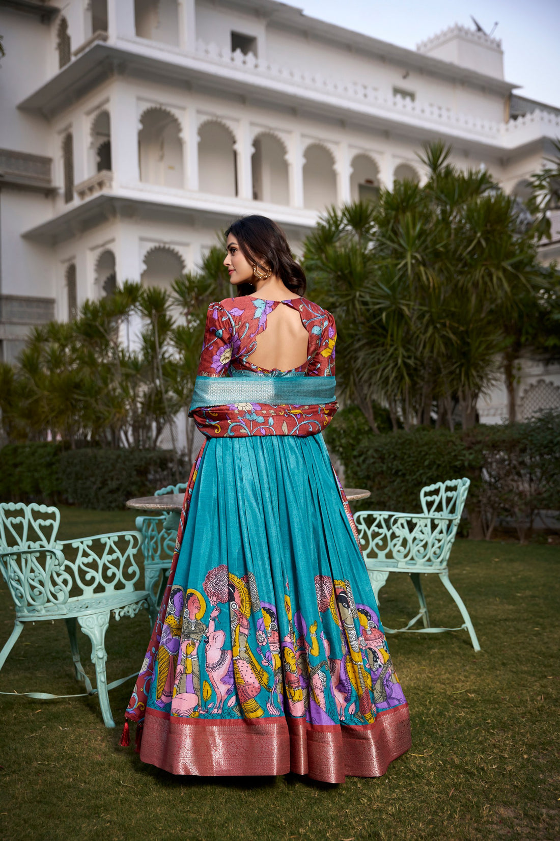 Elegant Floral Foil Print Tussar Silk Lehenga Choli for Weddings & Festive Wear