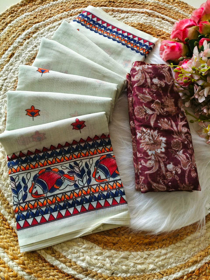 Pure Linen Cotton Saree – Ultra HD Digital Print & Zalar-BANZARAN