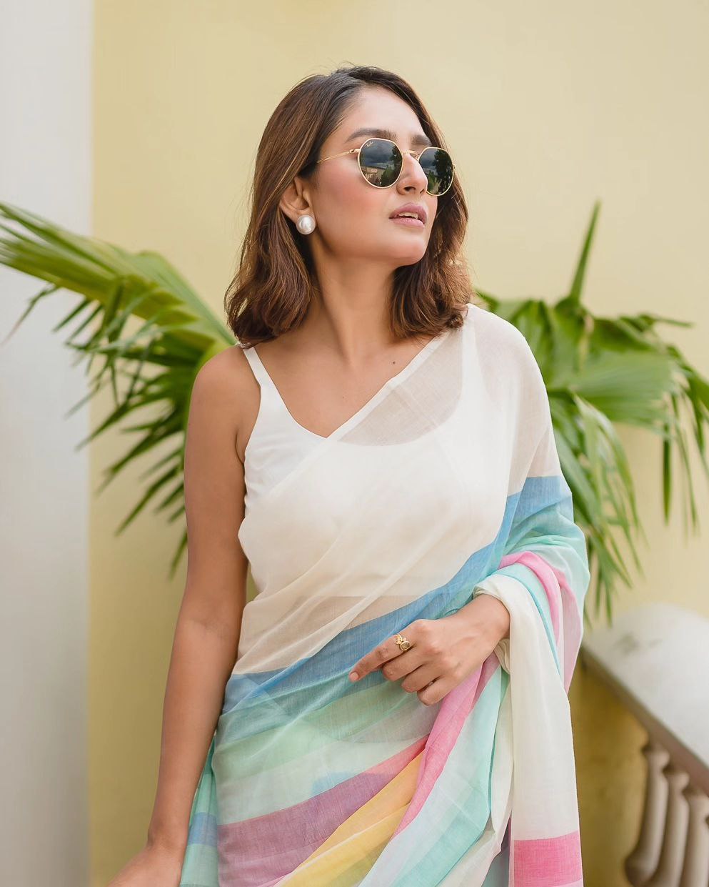 Premium Banzaran Linen Cotton Saree with HD Digital Print & Handmade Zalar Finish