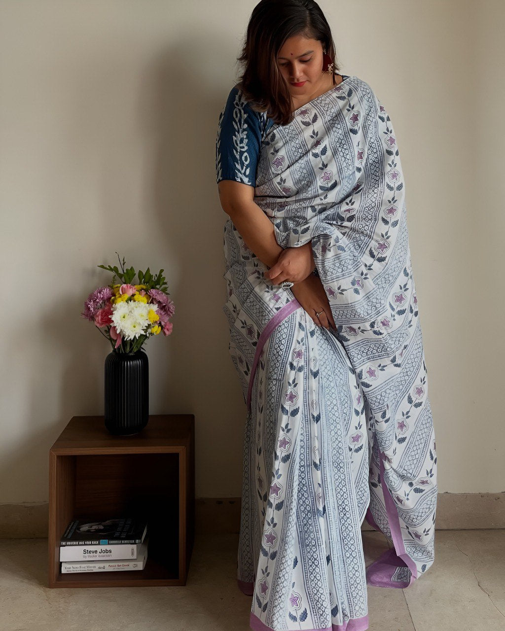 Beautiful Ultra HD Ink high quality Digital printing with wax finishing in Banzaran saree