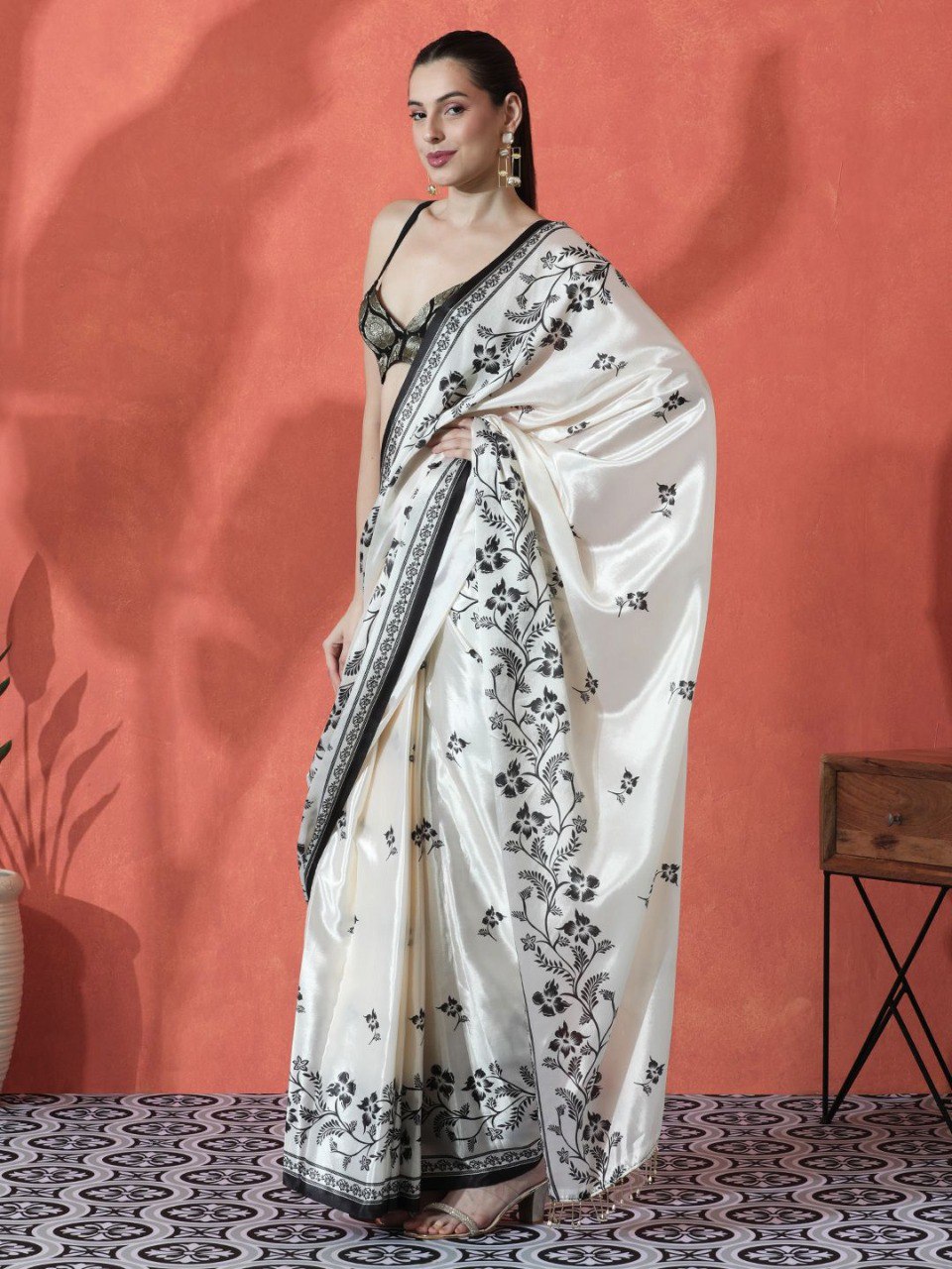 Pure Banzaran  Gajri Silk Linen Cotton Digital Print Saree