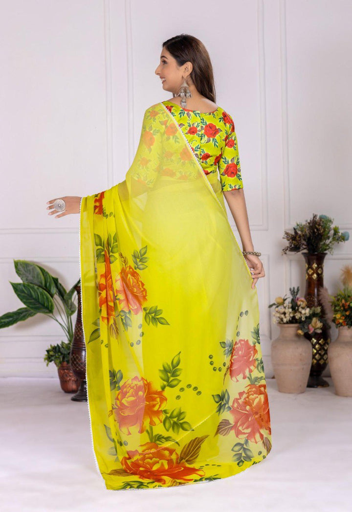 Flower Peddling High Quality Mill Printing with wax finishing in saree
