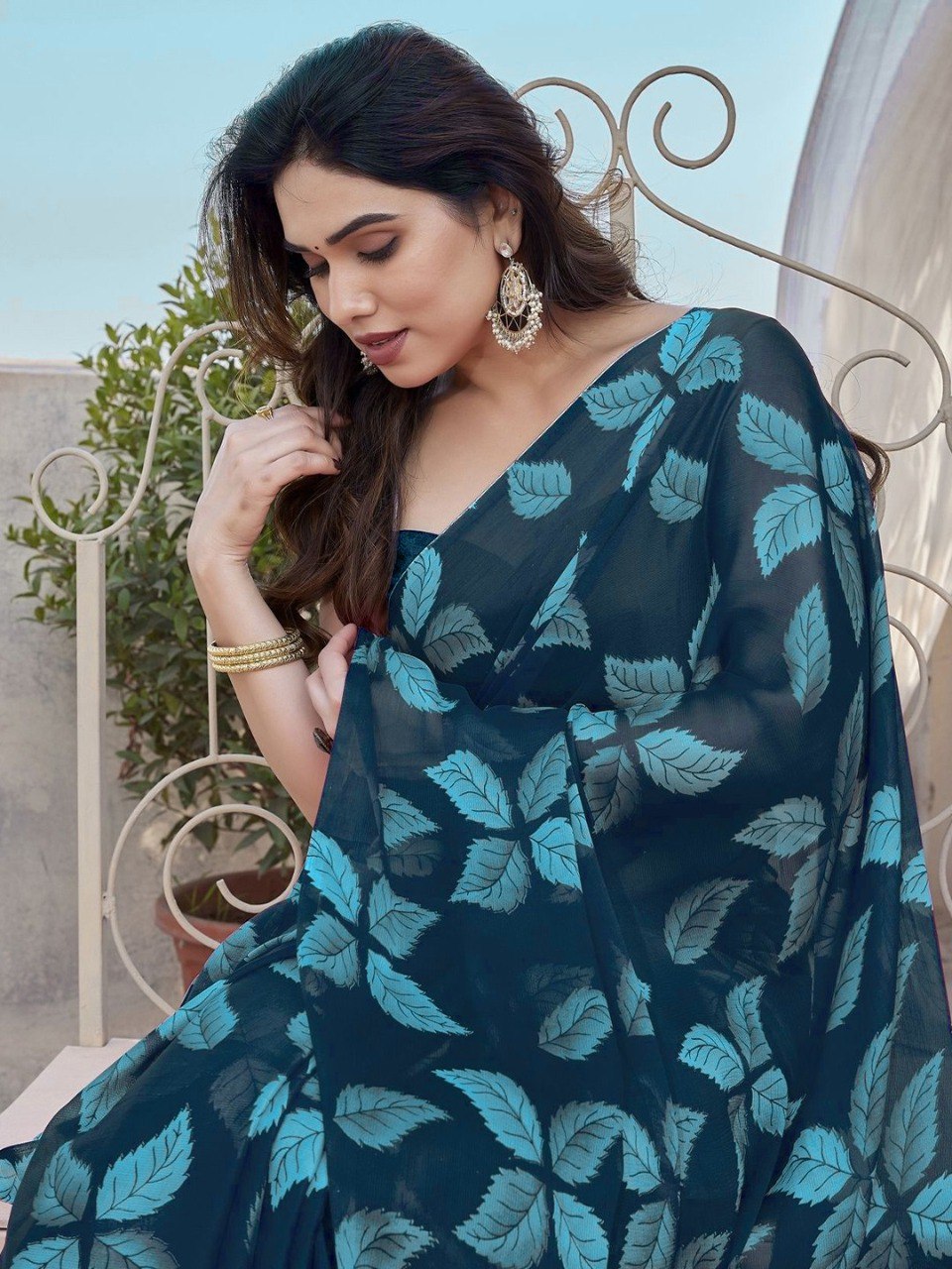 Floral Printed High Quality Mill Printing with wax finishing in saree