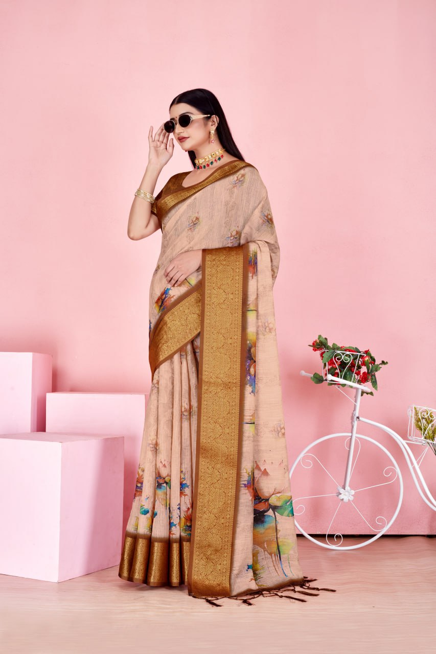 Golden Blossom Elegance Saree