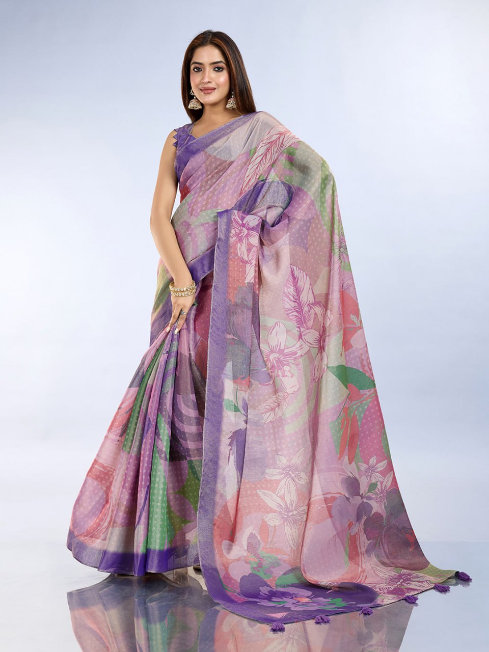 Pastel Floral Erode Anmol Silk Saree