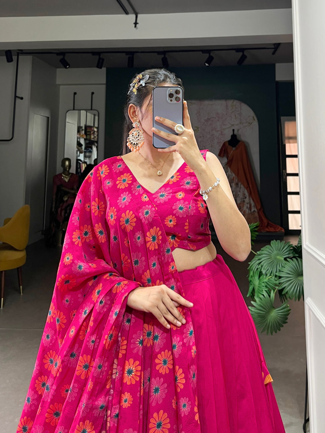 Festive Mirror Collection Tussar Silk Lehenga Choli with Tassel Dupatta