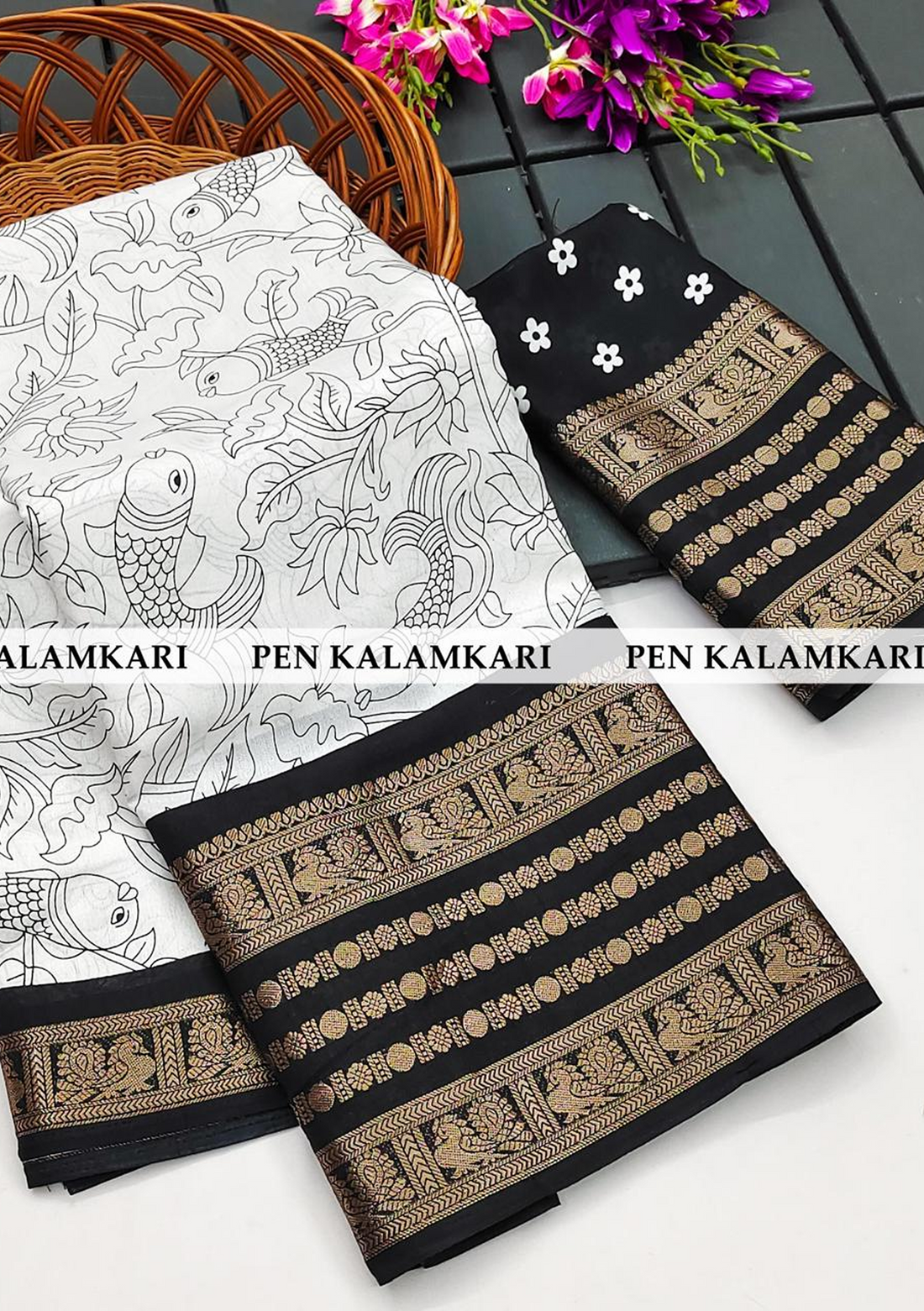 Designer Freehand Dola Silk Saree With Jacquard Big Border