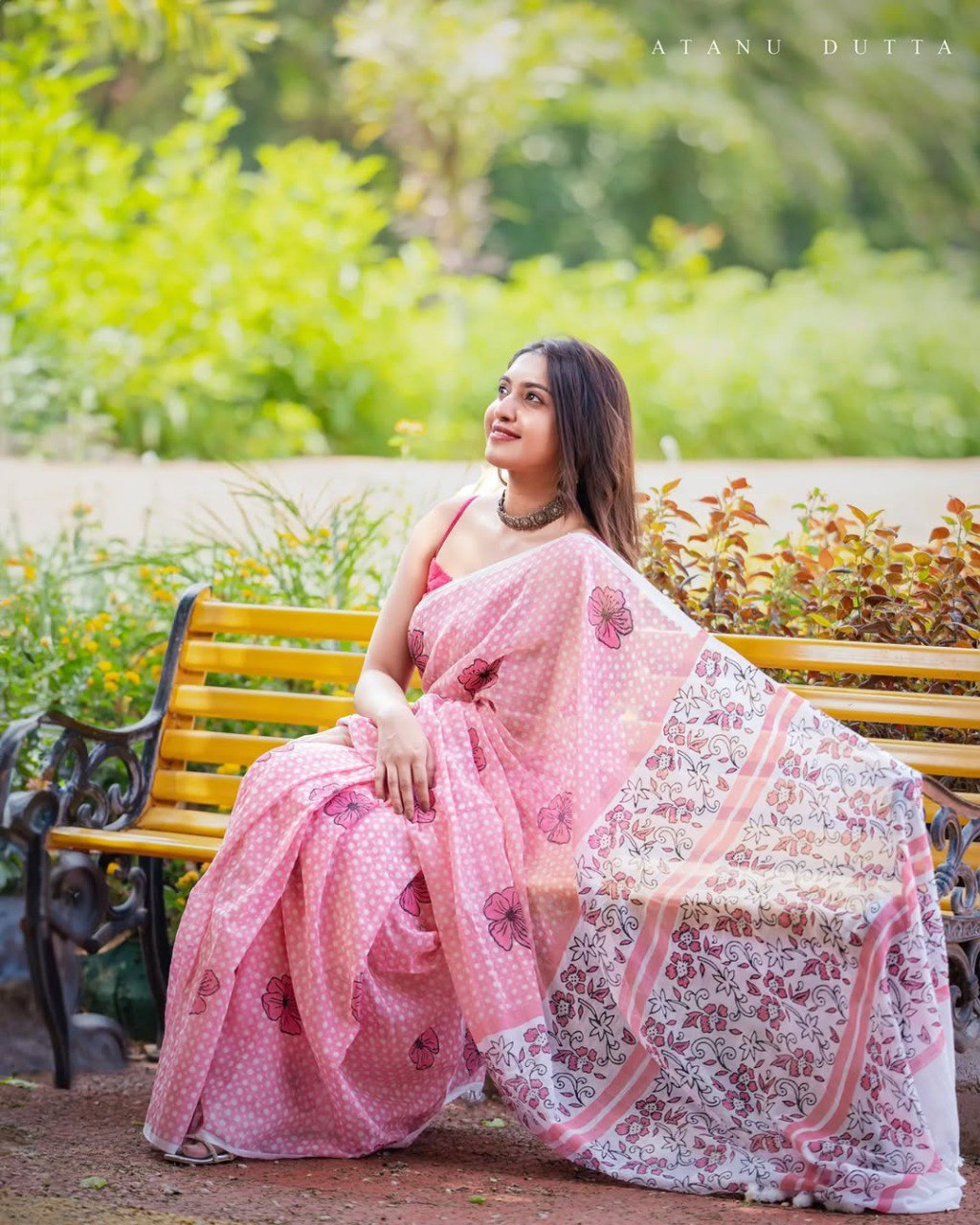 Pure Linen Cotton Saree by BANZARAN– HD Print