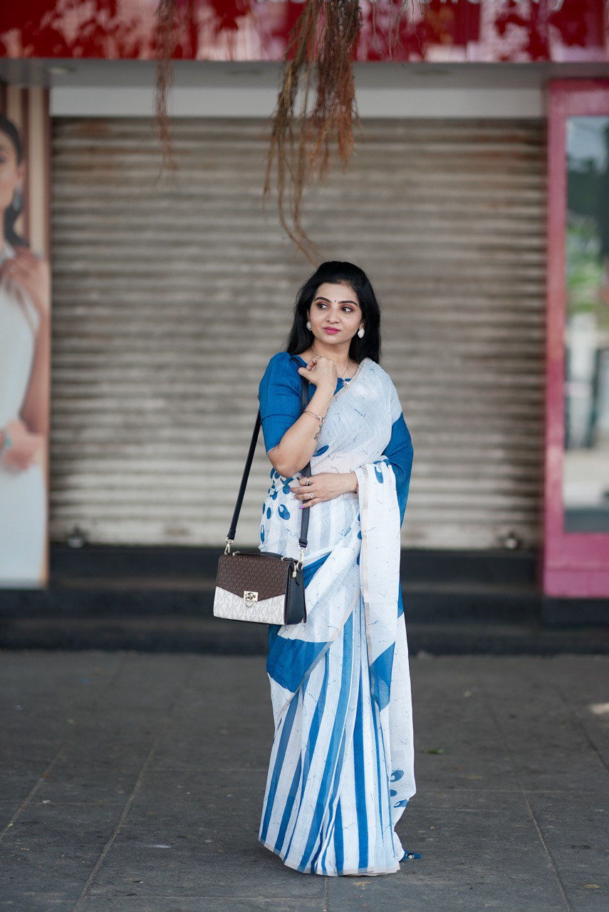 Elegant Banzaran Linen Cotton Saree with Ultra HD Print & Zalar | Banzaran New Collection