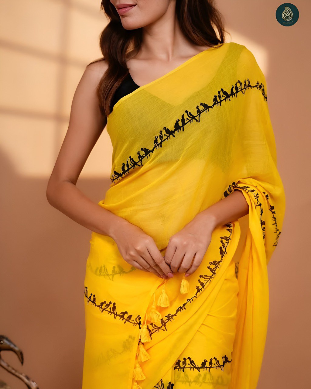 Banzaran New Launch: Pure Linen Cotton Saree with Wax Finish Digital Prints